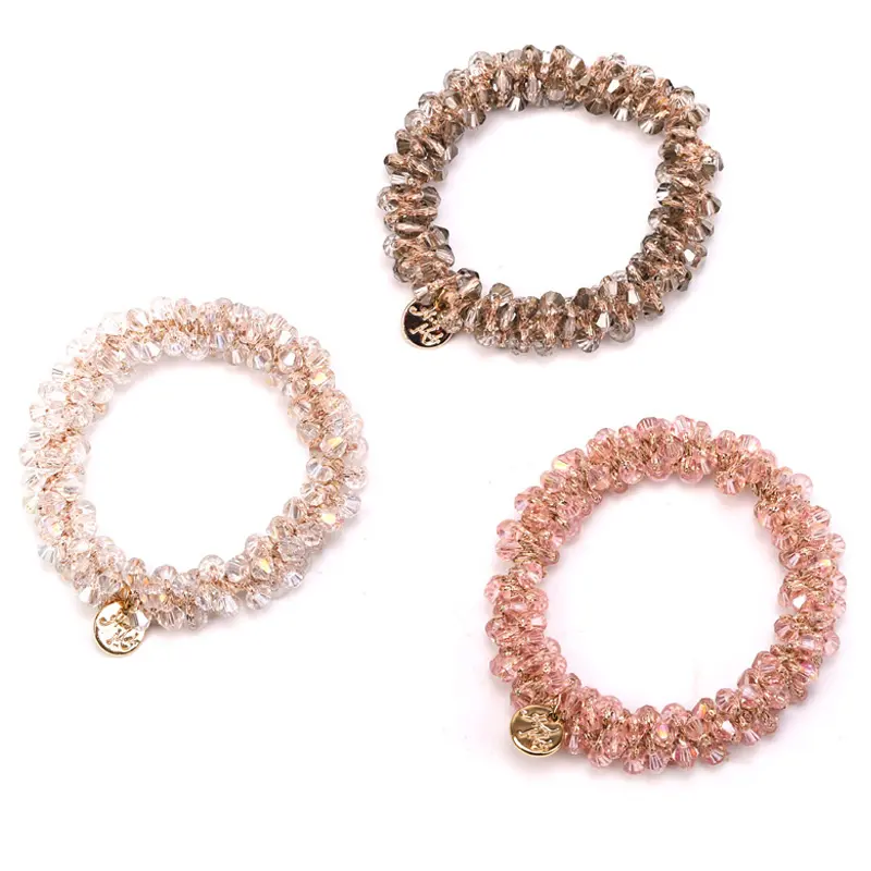 Most Popular Hair Accessories Decorative Crystal Elastic Pearl Hair Ties and Bracelets for Girls