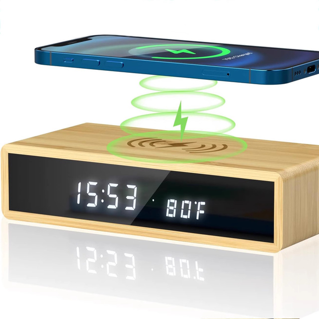 Factory Direct Wireless Charge Station & Modern Desk Digital Clock
