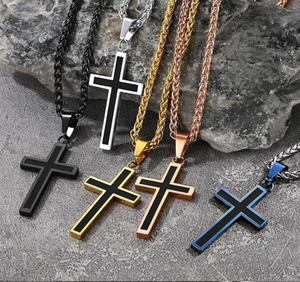 Fashion Jewelry Necklace Pendant Necklace Jewelry For Women Fine Jewelry Necklace Stainless Steel Necklace Set Retro <b>Cross</b> Style - Product Image 1
