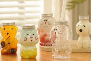 Custom Cute Cartoon <b>Dog</b> Shaped 250ml 350ml 500ml Milk Juice Pet <b>Bottle</b> Plastic Beverage <b>Bottles</b> with Aluminum Screw Caps - Product Image 6