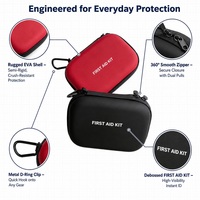 Mini trousse de premiers soins en cuir PU et EVA, coque rigide, format de poche, trousse médicale d'urgence pour voyage, survie en plein air, trousse de premiers soins imperméable