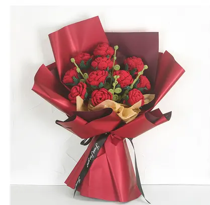 Handgemaakte Wollen Bloemen Rose Gebreide Bloemboeketten Vriendin Verjaardag Valentines Moederdag Geschenken Gehaakte Bloemen Boeket