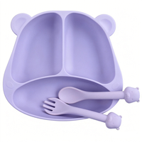 CHINFAI Nouveauté Assiette à ventouse robuste et écologique pour enfants, bol d'alimentation non toxique, assiette en silicone pour bébé, ensemble de vaisselle