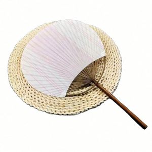 Éventail rond fait main, éventail à main coloré de style chinois avec manche en bambou, cérémonie du thé - Product Image 5