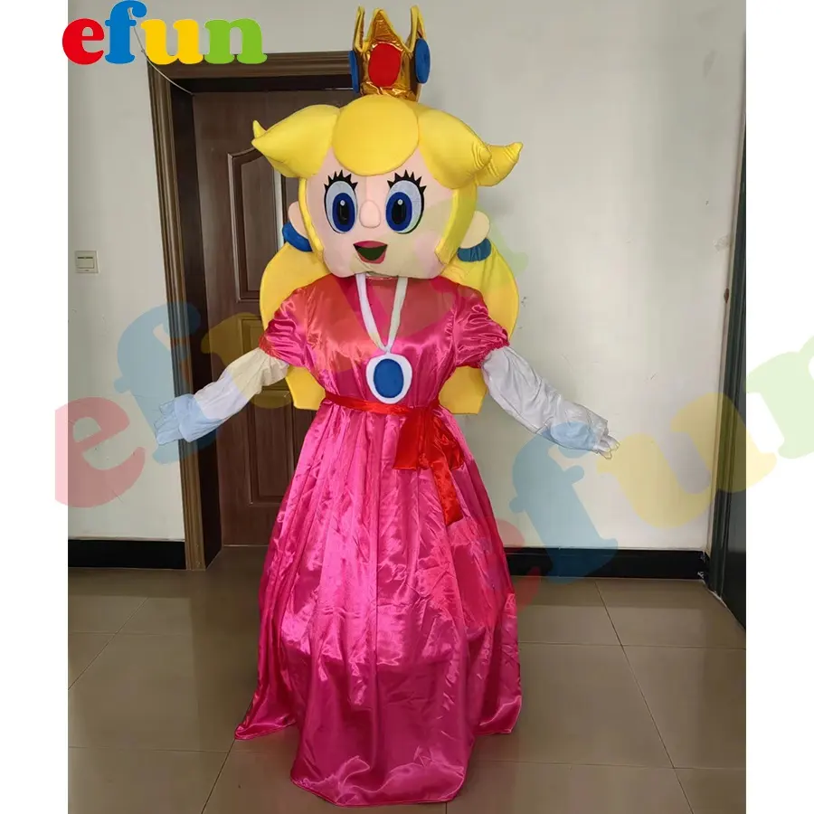 Efun MOQ 1 PC Custom Princess Girl Mascot Costume Game Character Plush Mario Bros Princess Cartoon Cosplay costume for kids