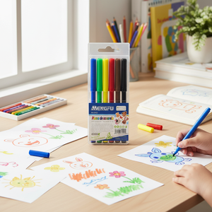 Set di 6 Pennarelli Acquerellabili Ecologici per Bambini, Punta Fine, Pennello in Plastica, Materiali Artistici Mengfu M-0182 Made in China - Product Image 3