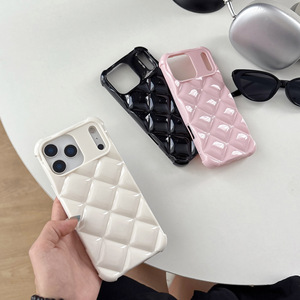 Étui de téléphone de luxe à motif losanges pour iPhone 17 Pro Max 15 Plus 13, <span class=keywords><strong>coque</strong></span> souple intégrale, protection anti-chute, design élégant - Product Image 2