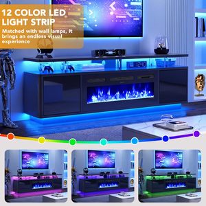 Mueble de TV Moderno SENYU de MDF con Chimenea Eléctrica para Televisores de 65 Pulgadas o Más, Consola Multimedia de Montaje en Suelo, Fácil de Armar, Mueble para Sala de Estar - Product Image 6