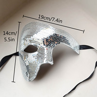 Masque de fête brillant effet boule disco demi-visage I1298 pour déguisement de mascarade