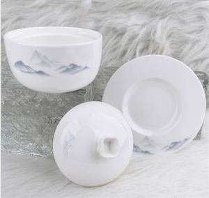 Soupière décorative en porcelaine avec couvercle et soucoupe, motif personnalisé, bol à ragoût en céramique, vente en gros - Product Image 2