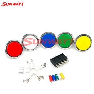 Bouton de jeu vidéo d'arcade de luxe 60 mm en plastique plaqué argent, à biseau plat, avec ampoule LED et réinitialisation automatique - Product Image 2