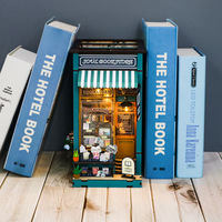 Kit de construction de bibliothèque miniature Hamaileon DIY en bois, puzzle 3D pour maison miniature LED, décoration pour adultes/adolescents, écologique, sans