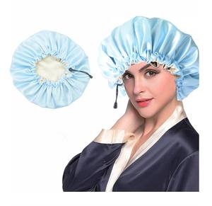 หมวกอาบน้ำแบบปรับได้สำหรับผู้หญิงหมวกคลุมผมผ้าซาตินมีซับในใส่นอน - Product Image 6