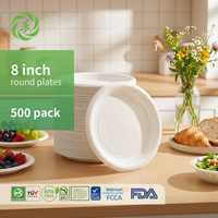 Assiettes jetables biodégradables en amidon de maïs, écologiques, résistantes, sans PFAS, personnalisées, de 6 à 10 pouces