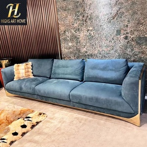 Sofá italiano de lujo de gama alta personalizado Villa sala de estar sofá sonrisa de cuero esmerilado para Hotel Villa sala de estar - Product Image 2