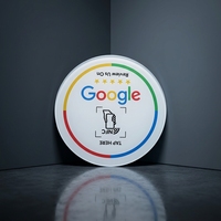 Carte NFC215 ronde GSC 68 mm en PVC étanche pour carte de visite et paiement, carte à puce pour hôtel avec autocollant Google Review