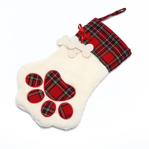 Animal de compagnie Plaid Patte de chien Bas de Noël Chaussettes cadeau de Noël