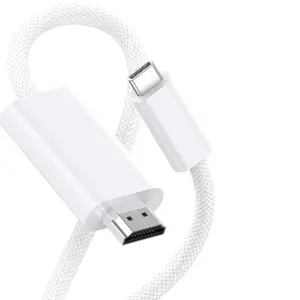 Niquelado 4K 60Hz tipo C a HDMI cable blanco 1,8 m USB C a HDMI cable nylon trenzado tipo C a HDMI Adaptador convertidor