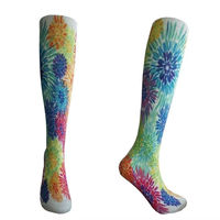 Chaussettes de compression jetables de haute qualité, respirantes, antidérapantes, montantes jusqu'au genou, imprimées, 15-20 mmHg, vente en gros, logo personnalisé sur le dessous