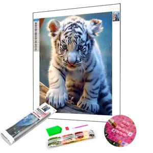 Personalizar nueva llegada Tigre bebé DIY taladro completo pasta taladro pintura diamante bordado pintura Animal pared decoración pintura