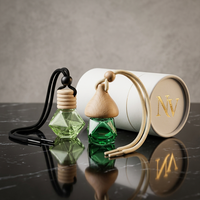 Diffuseur de voiture en verre dépoli taillé en diamant de 10 ml, flacon carré désodorisant avec bouchon en bois et corde de suspension