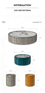 Mesa de Centro Moderna Italiana Minimalista de Lujo, Extensible y Ajustable en Altura, de Mármol y Madera - Product Image 4