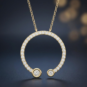 Colgante de Círculo Abierto con Diamante Cultivado en Laboratorio, Doble Bisel, Oro 10K/14K/18K, Plata 925/935, Joyería de Lujo, Chapado en Rodio - Product Image 1