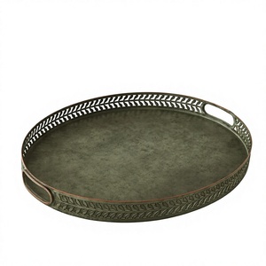 Wholesale High Quality Vintage & Modern Design Brass Steel <b>Round</b> <b>Tray</b> Home Serving Dry Fruit Food Durable Bulk Decoration <b>Tray</b> - Product Image 6