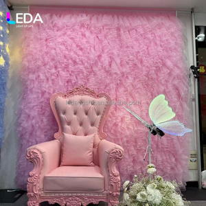 LEDA Tissu mural en tulle personnalisé, rideau enroulable pour décoration de scène de mariage, fête ou anniversaire - Product Image 1