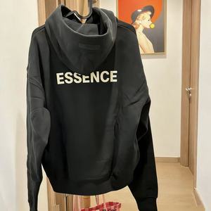 Solid Color Logo Flocked Wool/Viscose Fleece Half Zip Quick Dry Hoodie Light Oatmeal - Product Image 3