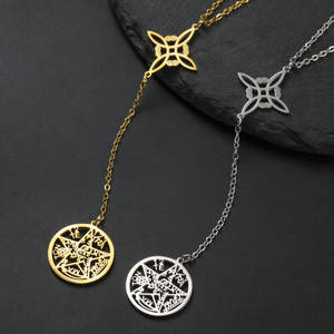 Collier Wicca Tetragrammaton Pentacle en Acier Inoxydable, Pendentif Nœud Sacré de Sorcière, Chaîne, Amulette Sceau de Salomon, Cadeaux - Product Image 2