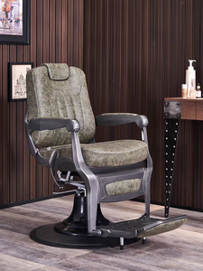 Chaise de coiffure moderne Chaise de salon de coiffure Chaise de barbier à pompe hydraulique en cuir bleu - Product Image 3