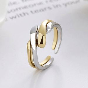 Bagues Tressées Tendance pour Femmes, Bijoux Faits Main en Cuivre Plaqué Or 18K, Forme Ondulée Irrégulière, Modèle Ouvert Combiné Yuanchen Jf110831 - Product Image 3