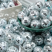 Vente chaude Argent Disco Gâteau Décoration Lumineux Miroir Réfléchissant Boules De Noël gâteau décor boule pour fête d'anniversaire