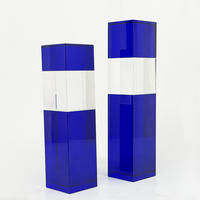 Trophées en cristal bleu transparent, gravure laser 3D du logo, trophées en cristal