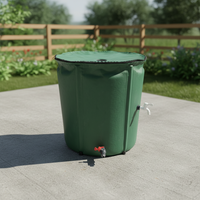 Vente en gros d'usine, baril à eau de pluie pliable en PVC, taille personnalisée, collecteur d'eau de pluie avec robinet, anti-UV, résistant aux hautes températures/aux basses températures
