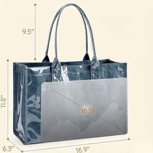 Bolso Tote de Tyvek PVC Sólido Único para Mujer, con Asa Superior, Bolsos de Trabajo Personalizados, Carteras con Cierre Abierto, Estilo de Moda para la Vida Diaria, Playa - Product Image 3