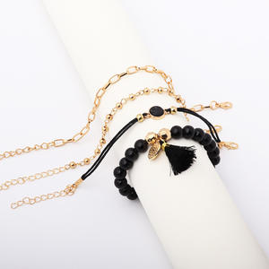 Beaded <b>Bracelets</b> <b>Set</b> Gold Plated Tassel Bohemia Style Women's Fashion Gift 2024 - Product Image 2