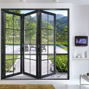 Customized Color Modern Design Style Aluminium Thermal Insulation Glass Exterior Folding French Doors