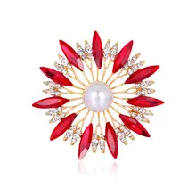 New fashion sun flower elegant rhinestone brooch creative pearl corsage wedding accessories