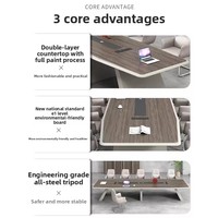 Table de conférence haut de gamme, grand bureau, ensemble de chaises, table longue, style minimaliste moderne, design laqué à deux niveaux, résistant aux taches