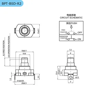 BPT-BSD-R2 Momentary Push Button Switch Electrical Switch 10A250V With Various Certifications