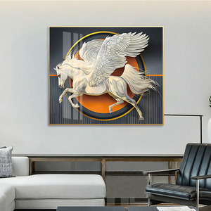 Lukisan porselen kristal Modern seni Nordik lukisan hewan gambar Poster seni gaya kuda untuk dekorasi dinding ruang tamu - Product Image 3