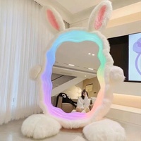 Espejo de cuerpo entero LED con forma de conejo Kawaii, espejo de tocador independiente para habitación de niñas, proyecto hotelero, pedido al por mayor