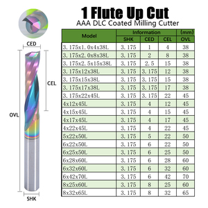 Brocas de carburo sólido con revestimiento de arcoíris DLC HRC55, herramienta de fresado en espiral de un solo filo de acero de tungsteno AAA para grabado CNC en madera - Product Image 2