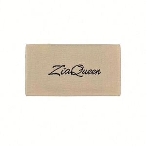 Etiquetas de algodón personalizadas para el cuidado de la ropa con logotipo, etiquetas tejidas con fuente orgánica, etiquetas para prendas con pliegue central - Product Image 2
