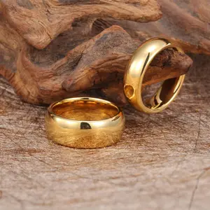 Cincin Wanita Perhiasan Aliansi Pernikahan Tungsten Carbide Warna Emas Cincin