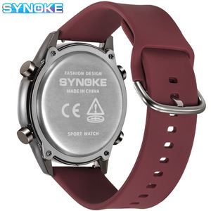 นาฬิกาสปอร์ตดิจิตอลสำหรับผู้ชาย SYNOKE พร้อมไฟ LED แสดงผลด้านหลัง ตัวเรือนโลหะผสม กันน้ำ 5BAR สายซิลิโคน สำหรับนักเรียน - Product Image 4