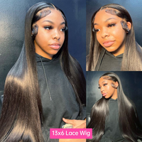 Perruques de cheveux humains indiens bruts 13x4 avec dentelle transparente, cuticules alignées, ondulations profondes, perruques frontales Full HD pour femmes noires
