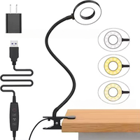 Lampe de bureau à clip LED sans ombre avec loupe pour extension de cils, nail art, réparation de tatouages, lecture et protection des yeux